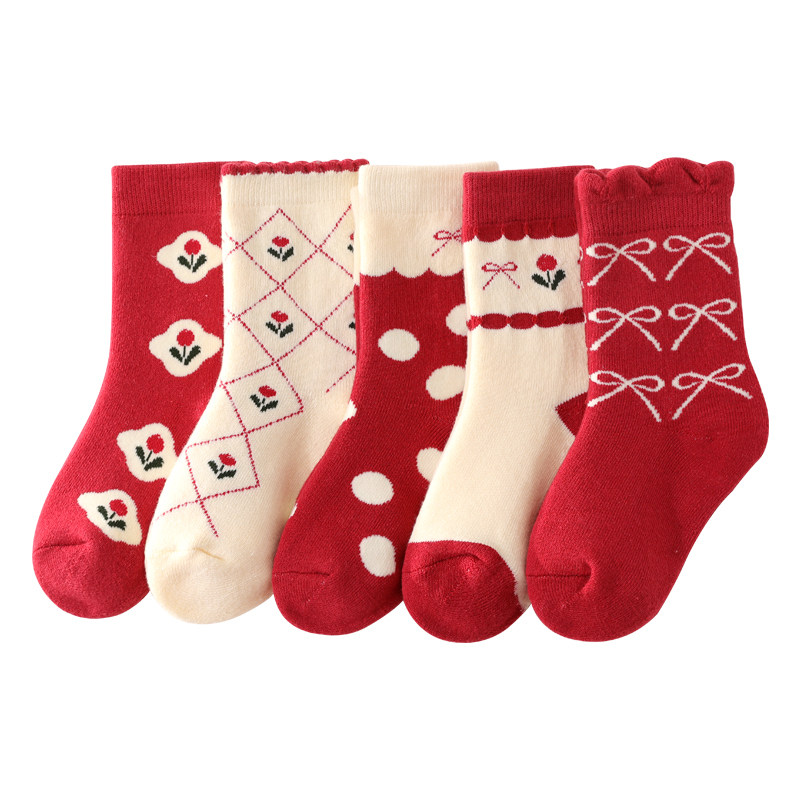 女童袜子儿童冬季加厚纯棉毛圈袜宝宝秋冬新年本命年红色过年棉袜,淘宝优惠券,粉丝福利购,淘宝优惠卷