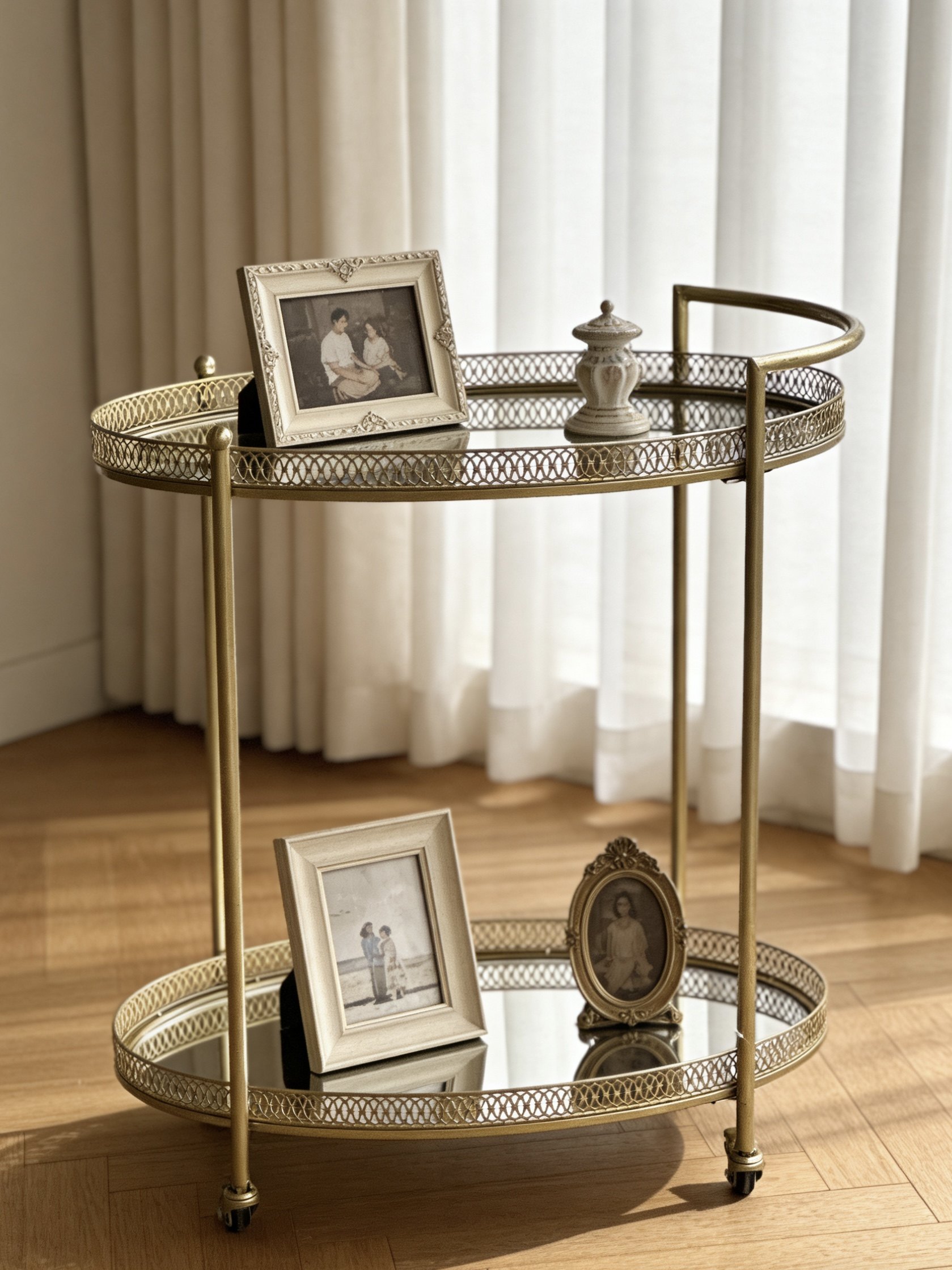 欧美轻奢复古移动推车沙发边几铁艺雕花两层置物架吧台餐车茶水车,淘宝优惠券,粉丝福利购,淘宝优惠卷