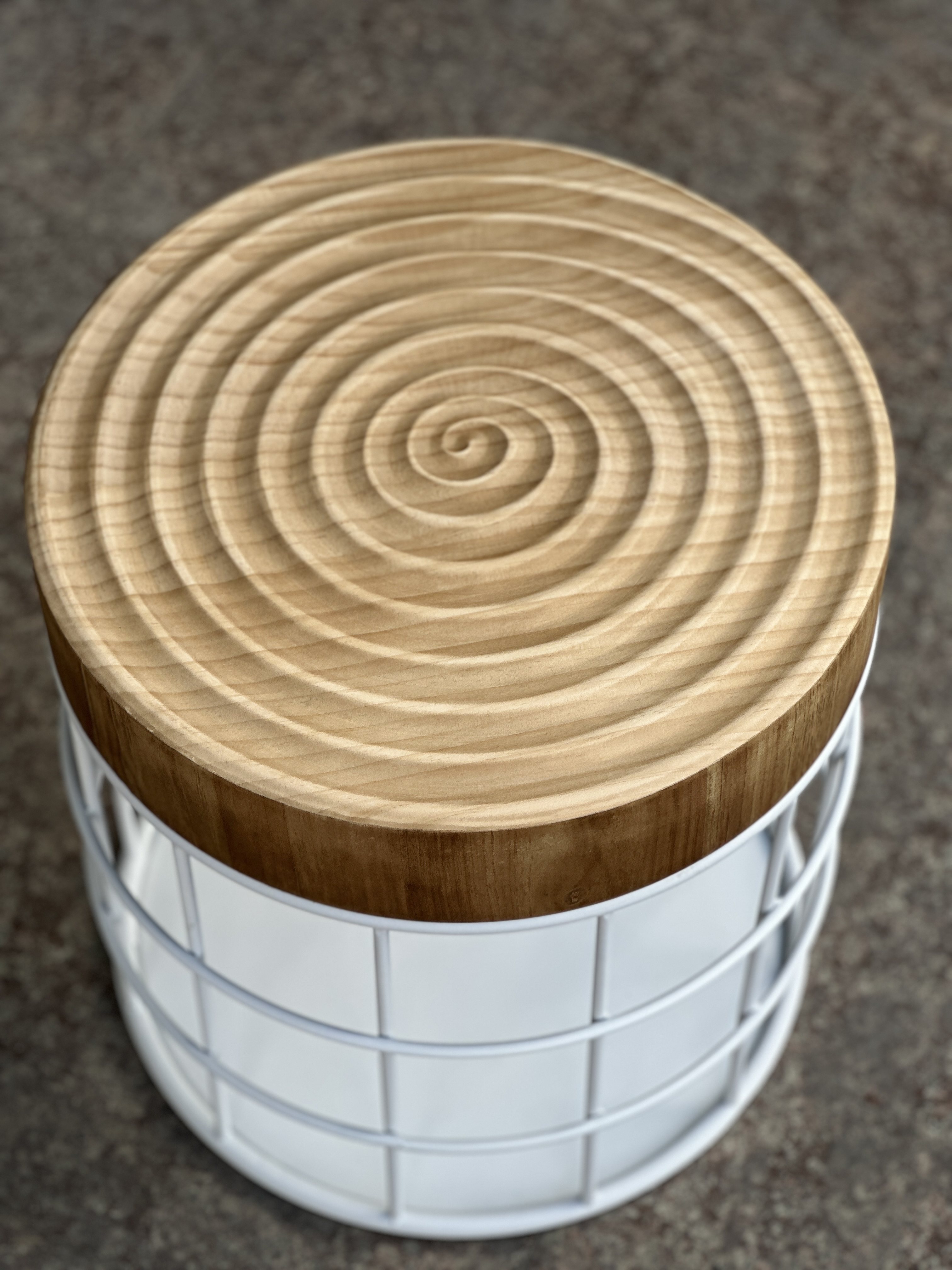 特价!设计师款复古家具带储物收纳功能凳子原木雕刻时光年轮茶几 - 图0