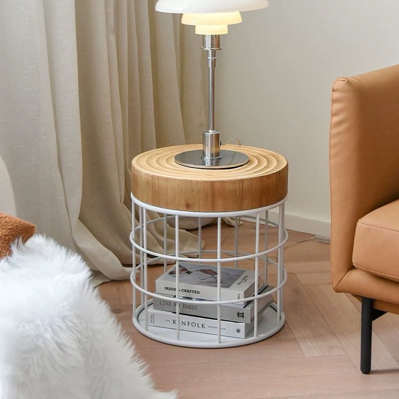 特价!设计师款复古家具带储物收纳功能凳子原木雕刻时光年轮茶几 - 图1