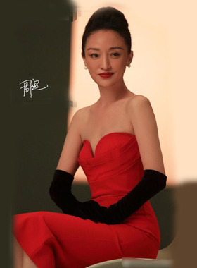 金丝绒长款礼服演出舞会复古手套