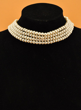新娘复古多层珍珠短项链民国礼服旗袍双层珍珍锁骨链三四五层配饰