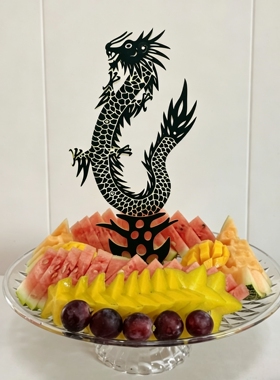 网红仿真西瓜皮果盘拉花摆件