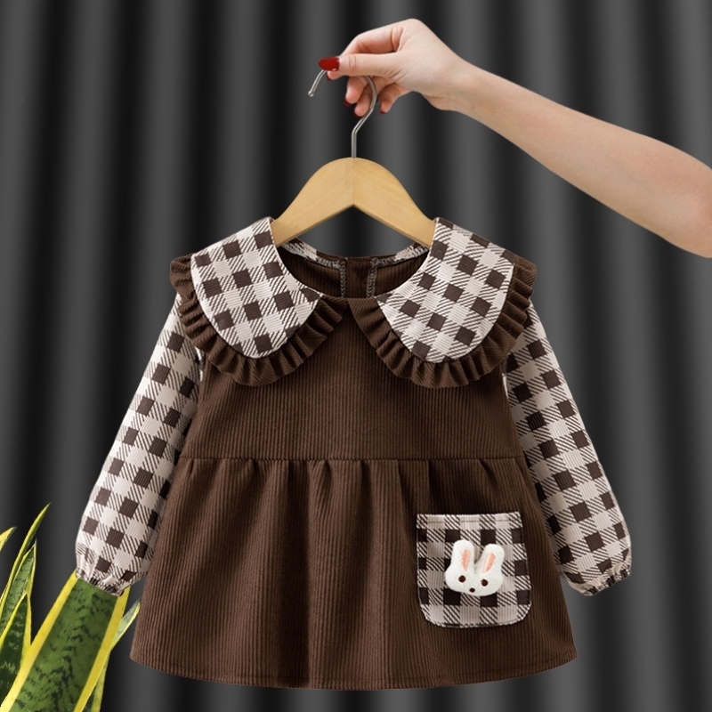 Baby smock autumn and winter women's outer wear princess skirt eating bib waterproof anti-dirty children's reverse dressing baby apron