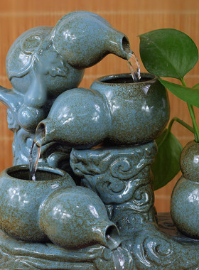 流水喷泉中式风开业送礼家居装饰