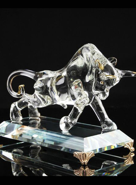 水晶牛摆件办公桌商务风工艺品