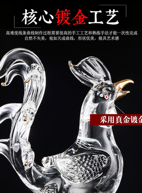 水晶招财鸡摆件居家玄关摆设