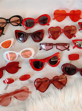 猫眼圣诞节新年复古风小框墨镜