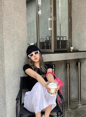 小方框白色墨镜欧美潮流i网红款