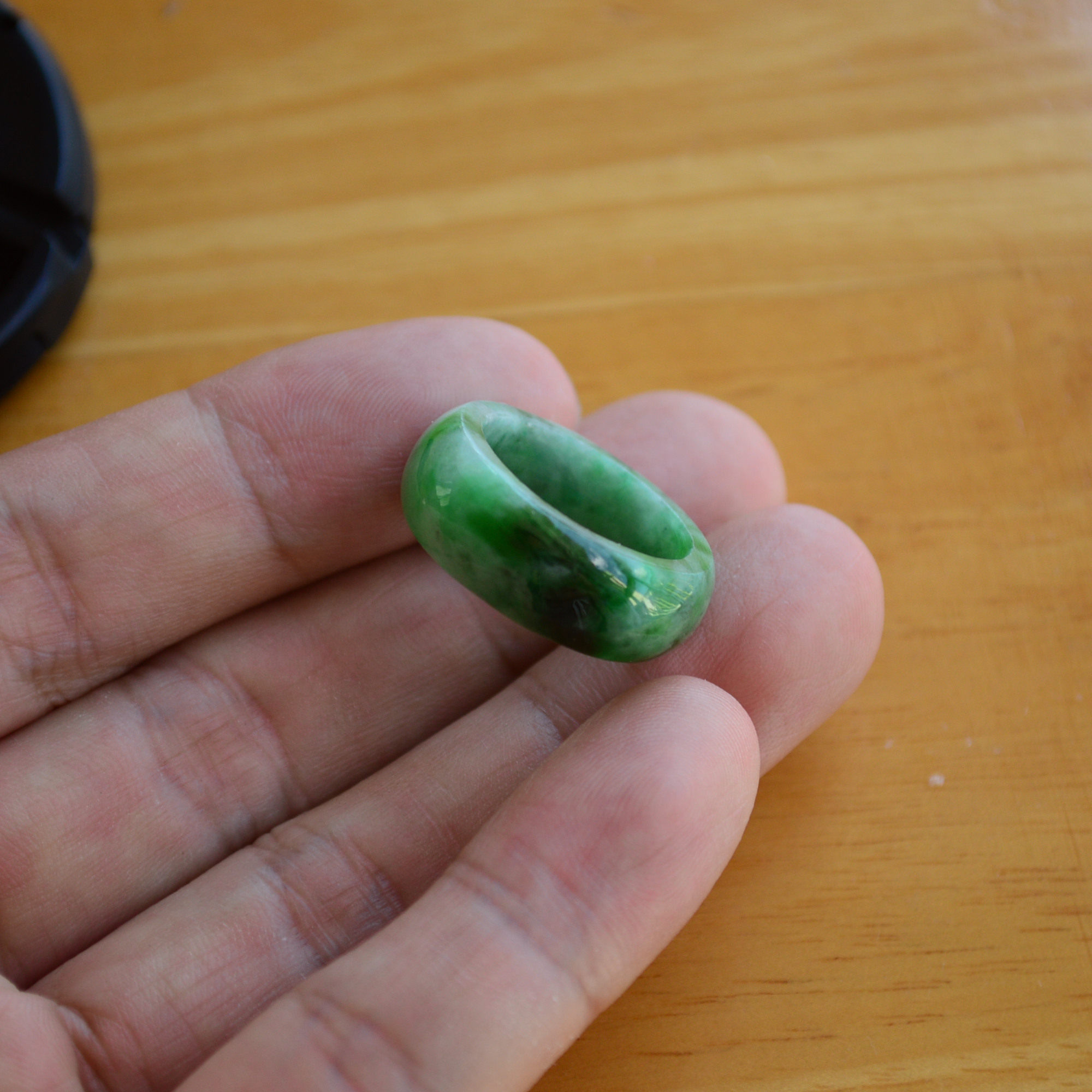 Natural Burmese Jade A Grade Waxy Green Ring with Certificate