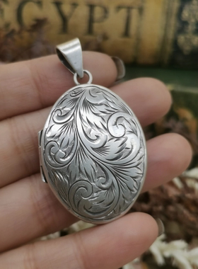 Vintage中古欧洲回流925银浮雕照片盒吊坠大全标