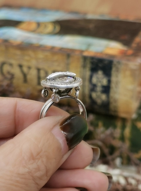 Vintage中古欧洲回流925银锆石戒指13号