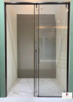 Stainless steel I-shaped shower room partition bathroom dry and wet separation toilet glass moving door screen oil sands glass