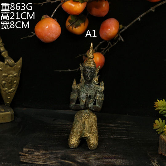 vintage复古西洋纯黄铜摆件工艺品客厅古董道具欧式装饰拍摄软装