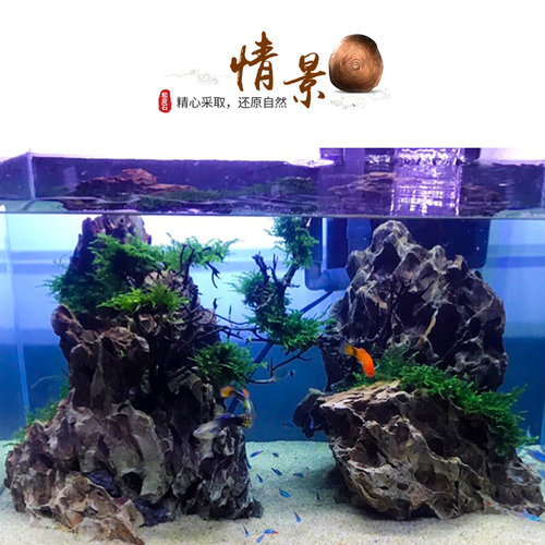 真石松皮石鱼缸造景水族箱水草造景装饰假山千层石虎皮龙骨石每斤 - 图2