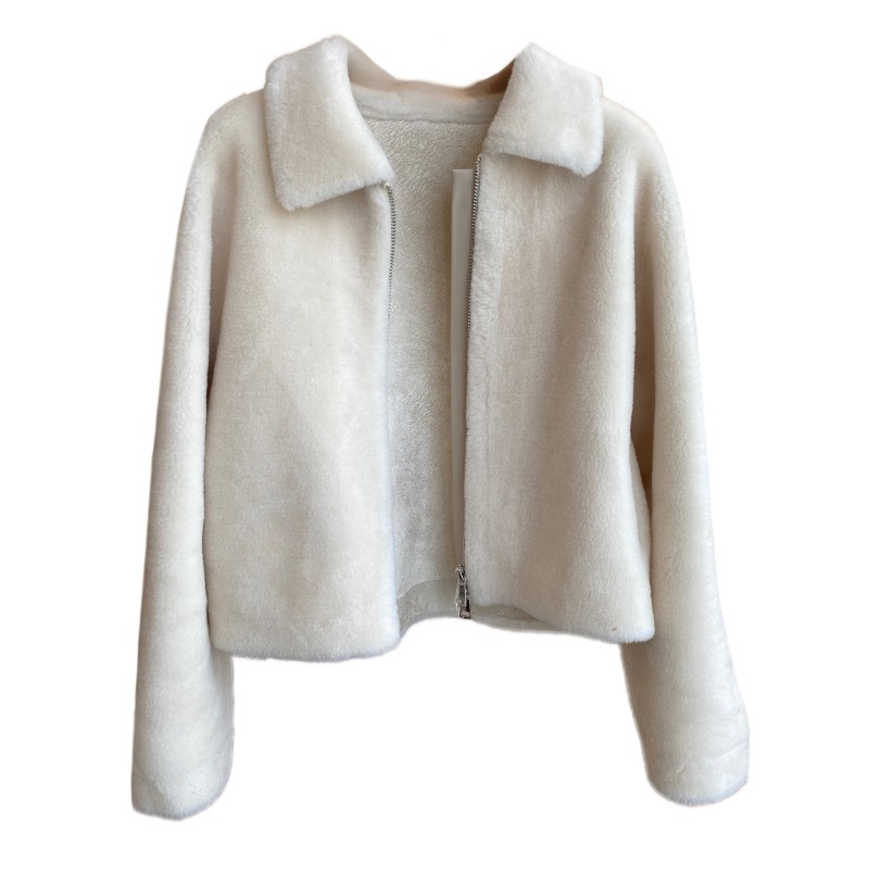 AMR UU◆北欧小众 氛围感皮毛一体毛绒短外套女上衣2025新款冬秋,淘宝优惠券,粉丝福利购,淘宝优惠卷