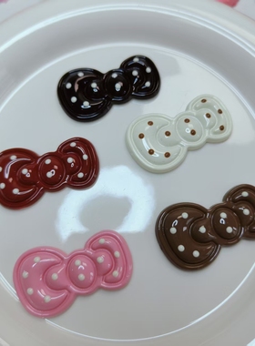 【连连看】大号波点蝴蝶结diy个性材料摆件创意手作发夹奶油胶饰