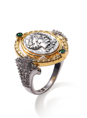 复古锆石人像戒指中古vintage宫廷风高级感小众设计金色手饰戒指