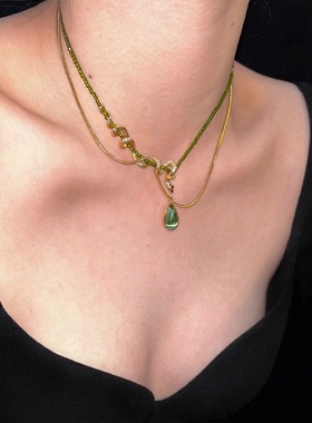 「共生之藤」灵蛇原创小众高级感choker项链橄榄绿锁骨链