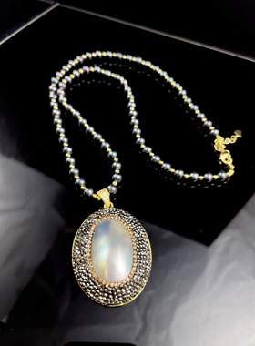 高级灰马贝毛衣链长度60+5气质百搭经典色复古气质