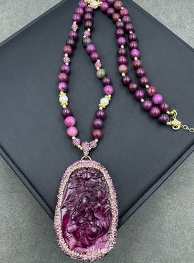 新款粉压贝苏俱来毛衣链抖音直播款福袋项链原创设计首饰