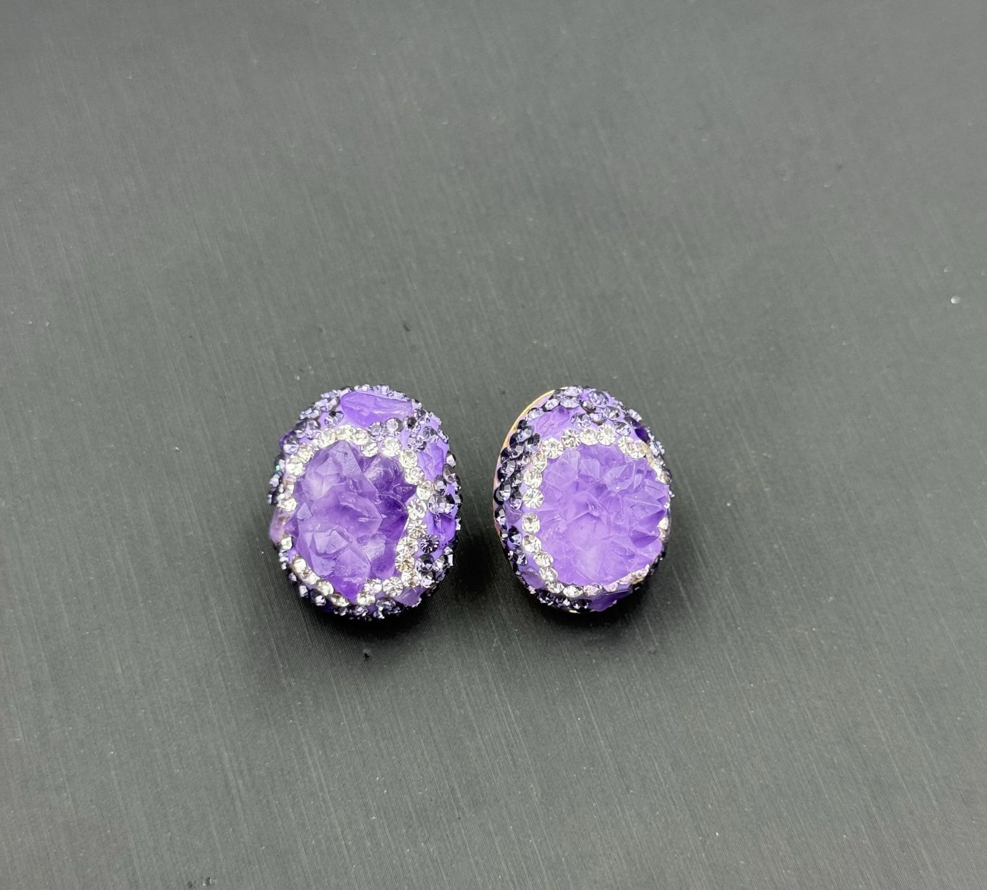 新款天然紫水晶镶嵌耳钉高级复古满钻耳饰个性晚装轻奢宴会饰品,淘宝优惠券,粉丝福利购,淘宝优惠卷