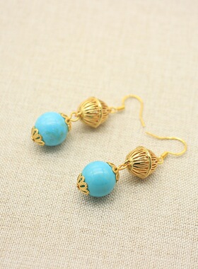 新款小清新百搭绿松石项链OT扣时尚复古气质海边度假风百搭项链