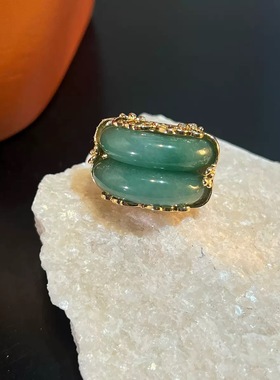 原石戒指ins跨境时尚小众设计感亚马逊简约高级感天然粉晶戒指