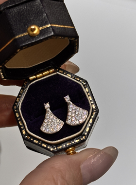 轻奢时尚气质扇形小扇子满钻项链925银锁骨链裙子耳环耳钉