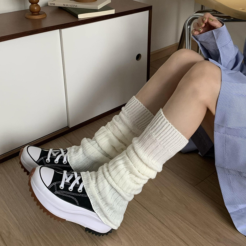 灰色袜套女堆堆袜春秋款搭配小皮鞋小腿喇叭针织腿套秋冬jk小腿袜