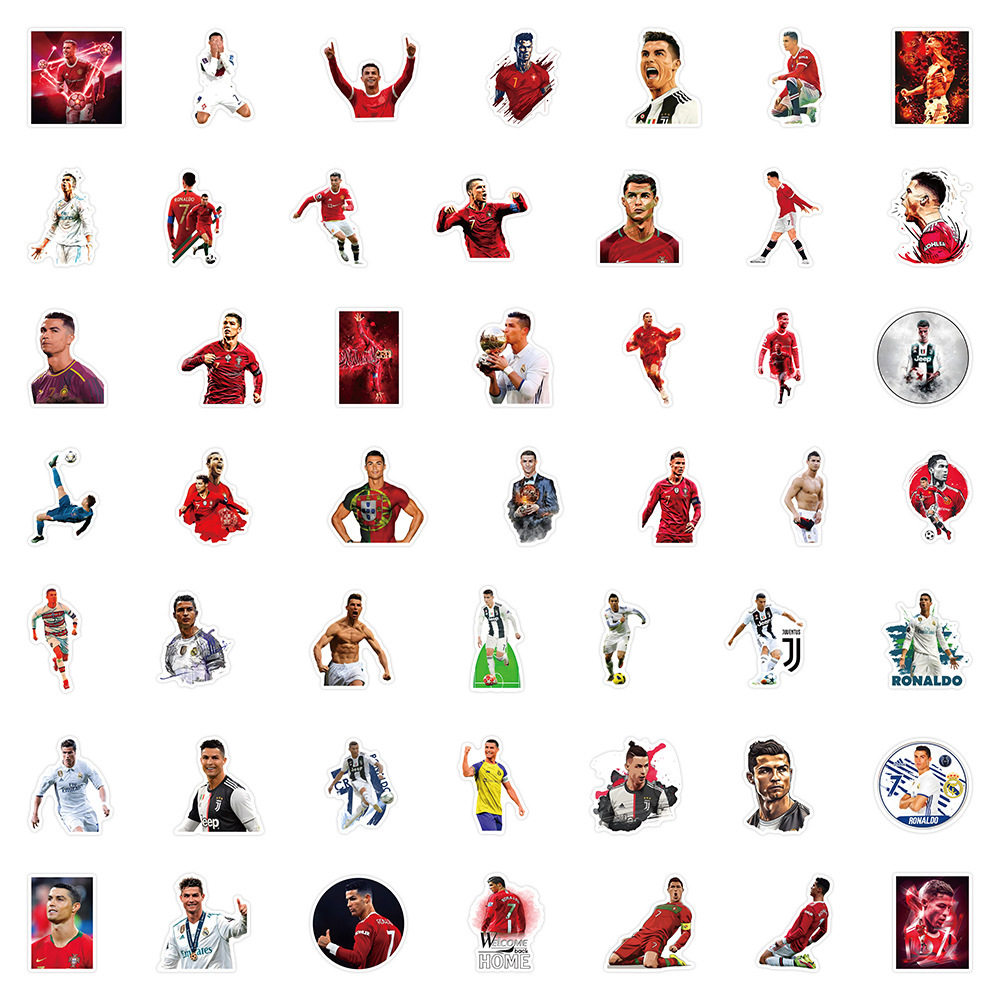 50张C罗贴纸装饰水杯手账笔记本滑板车行李箱桌面防水贴画批发,淘宝优惠券,粉丝福利购,淘宝优惠卷