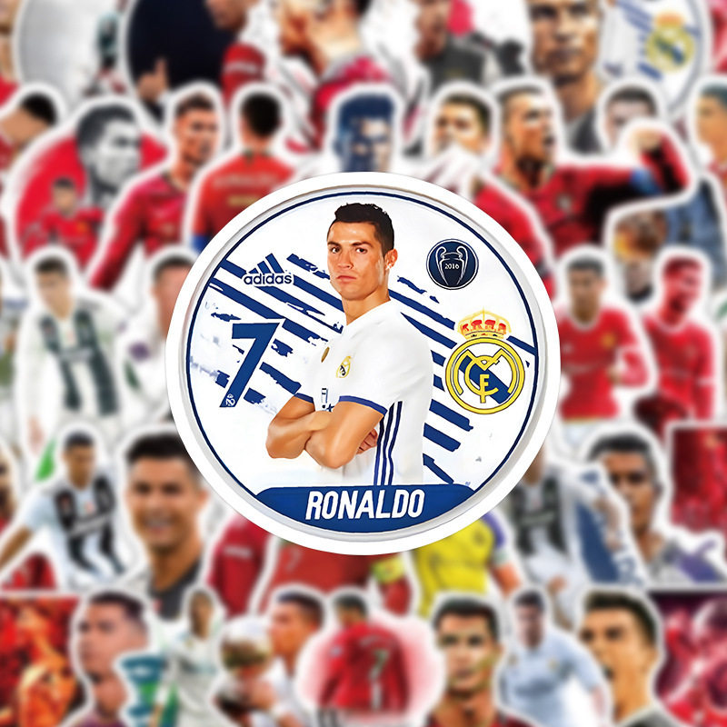 50张C罗贴纸装饰水杯手账笔记本滑板车行李箱桌面防水贴画批发,淘宝优惠券,粉丝福利购,淘宝优惠卷