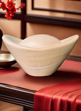 桃木元宝摆件木雕原色实木质制大小号手把玩件盘玄桌面关客厅家居