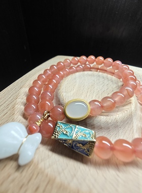 纯天然南红玛瑙冰红冰飘设计款diy多圈手链手串生日礼物饰品