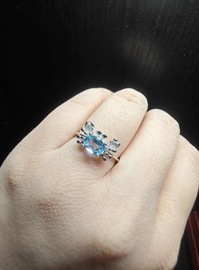 孤品出清 纯天然和田玉托帕石石榴石橄榄石纯银可调戒托蛋面戒指