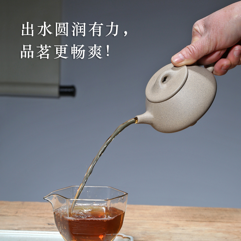 宜兴紫砂壶茶壶茶具家藏稀有原矿白麻子泥纯手工190CC景舟石瓢壶-图0