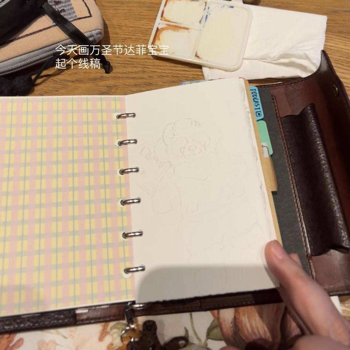 复古棕色m5手帐活页本手工皮质三折女学生旅行日程日记事笔记本子,淘宝优惠券,粉丝福利购,淘宝优惠卷