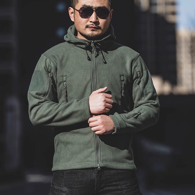 Archon thickened camouflage men's fleece jacket hooded