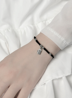 好运连连 顺风顺水 小锦鲤纯银手链女S925编织手串男生情侣款手绳