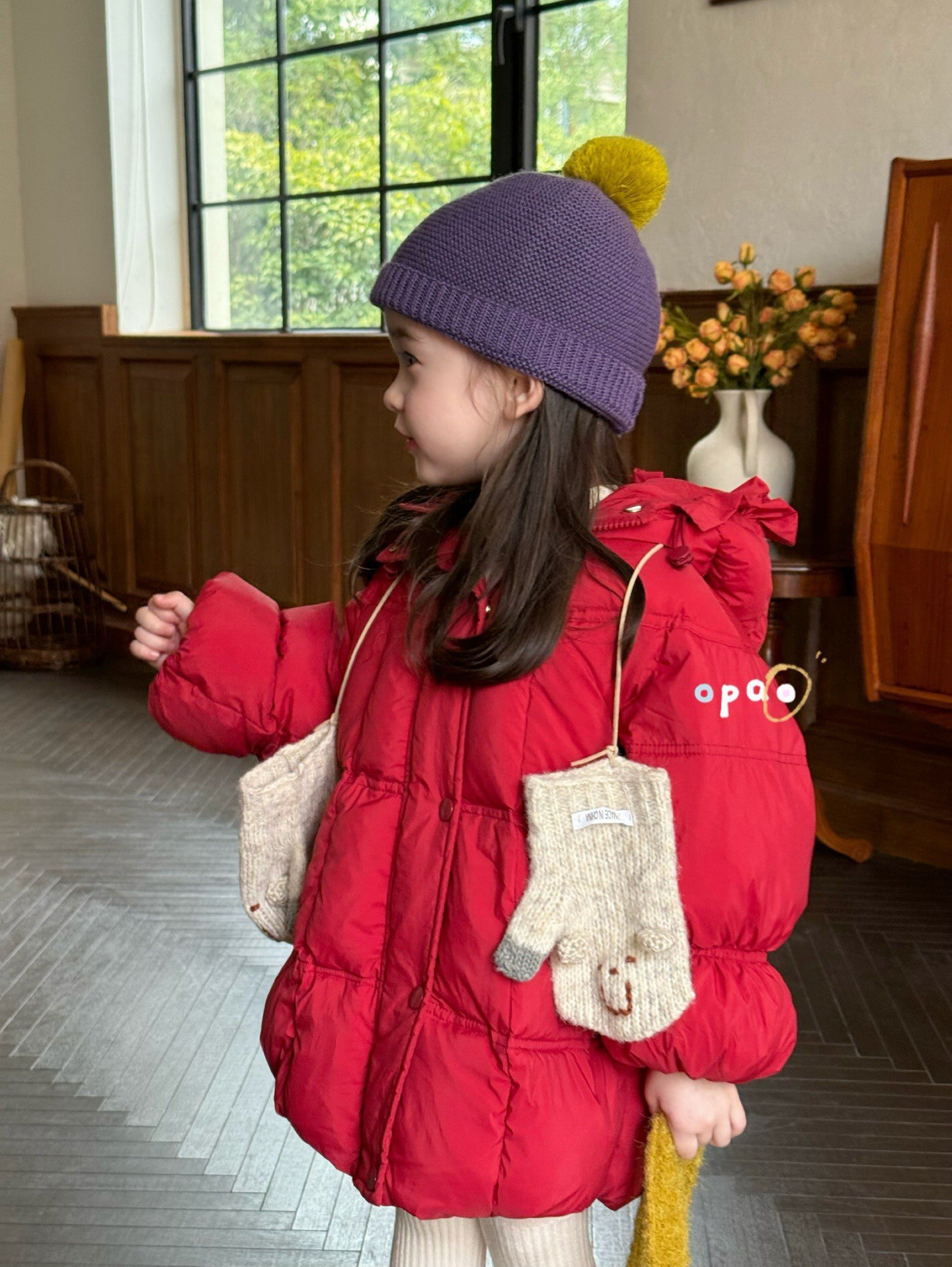 凡妈童装2025冬季新款女童小童韩版可爱花瓣帽连帽中长羽绒服洋气,淘宝优惠券,粉丝福利购,淘宝优惠卷