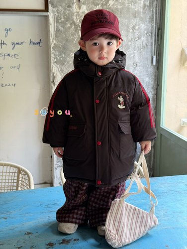 凡妈童装25冬季新款男童小童韩版米奇印花休闲中长羽绒服外套洋气 - 图3