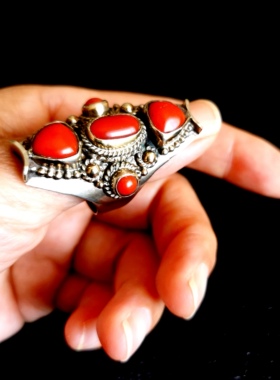 藏式大扳指 宽面大戒指 处理了 开口可调节 带盒发