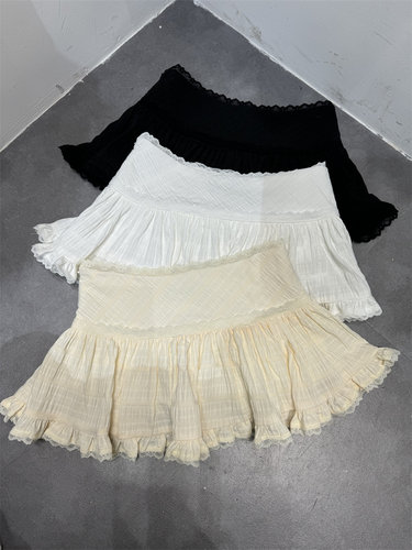 法式少女蛋糕裙夏季新款甜美蕾丝花边防走光芭蕾风高腰蓬蓬裙短裙 - 图0