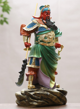 关公神像关二爷伽蓝菩萨佛像武财神九龙站关公帝君供奉招财摆件