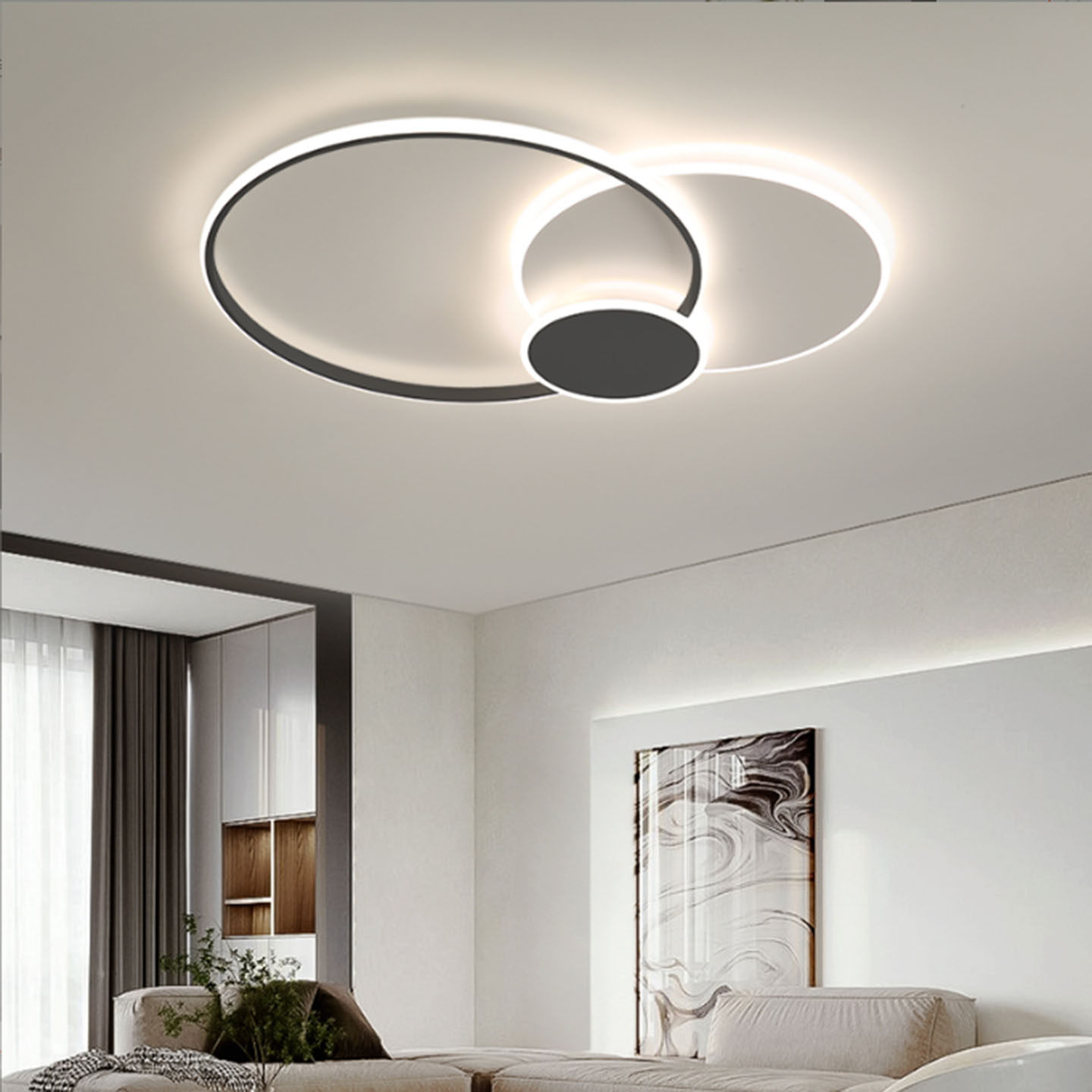 110V-220V创意led吸顶灯简约现代灯大气北欧餐厅卧室涂鸦zigbee灯 - 图2