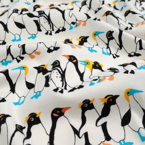 日本进口牛津棉布料seven纯棉细帆布手工diy服装面料围裙萌趣企鹅 - 图0