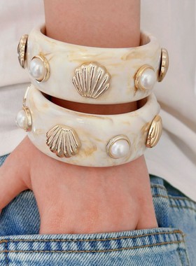 贝壳珍珠ins韩设计嘻哈女士手镯