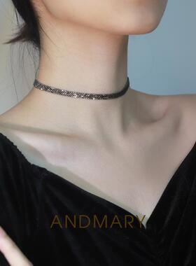 复古小众项链女黑色高级感choker