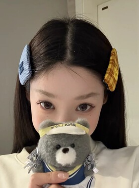 日系可爱格纹爱心水滴发夹甜美少女心发饰头饰拍照布艺发卡掰掰夹