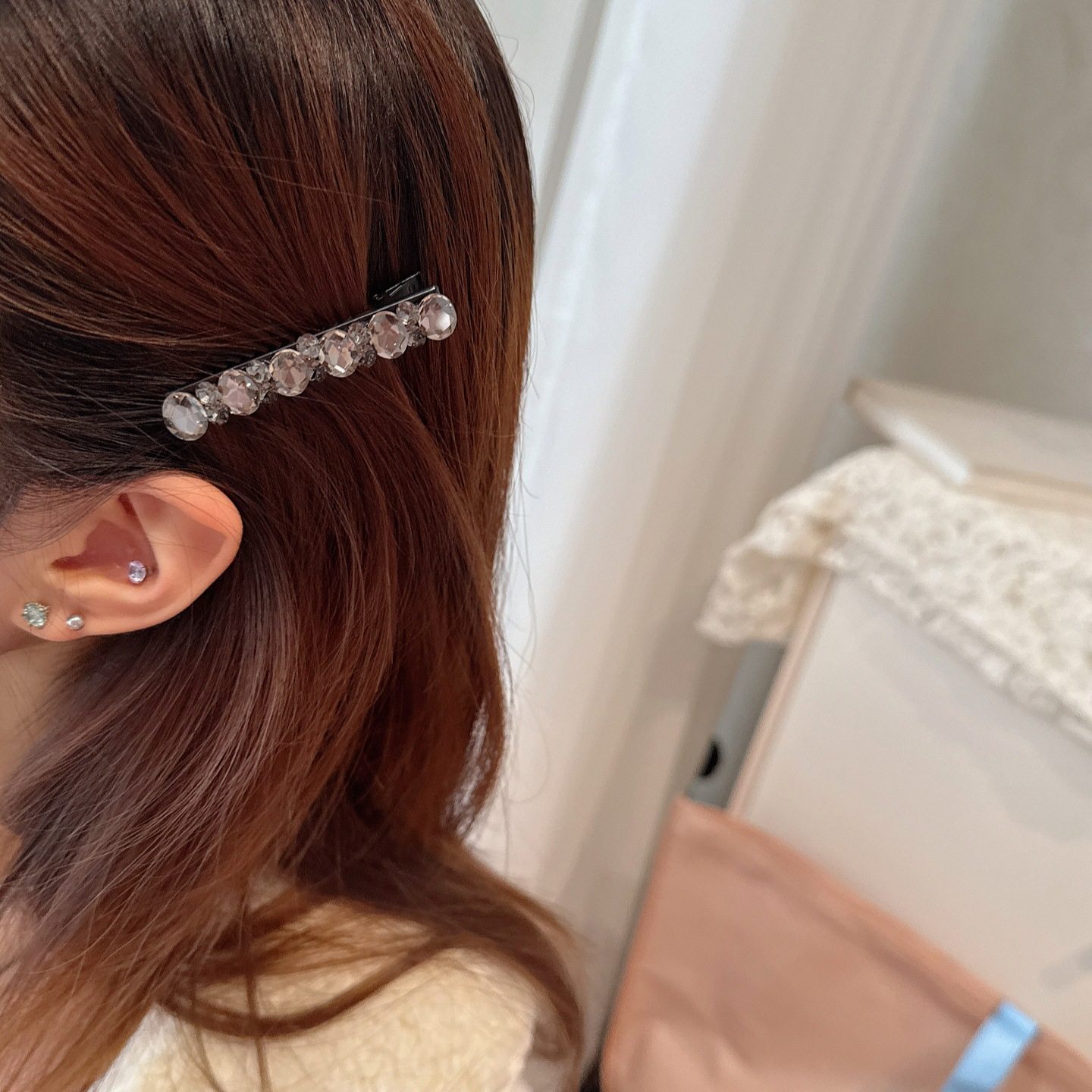 气质精致百搭椭圆水钻女侧边夹刘海夹韩国感鸭嘴夹一字夹发卡,淘宝优惠券,粉丝福利购,淘宝优惠卷